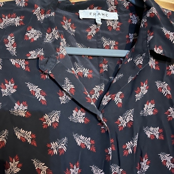 Frame Printed Ruffled High-Low Silk Shirtdress size large - Picture 5 of 7